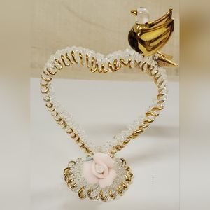 Hand Blown Heart With Turtle Dove